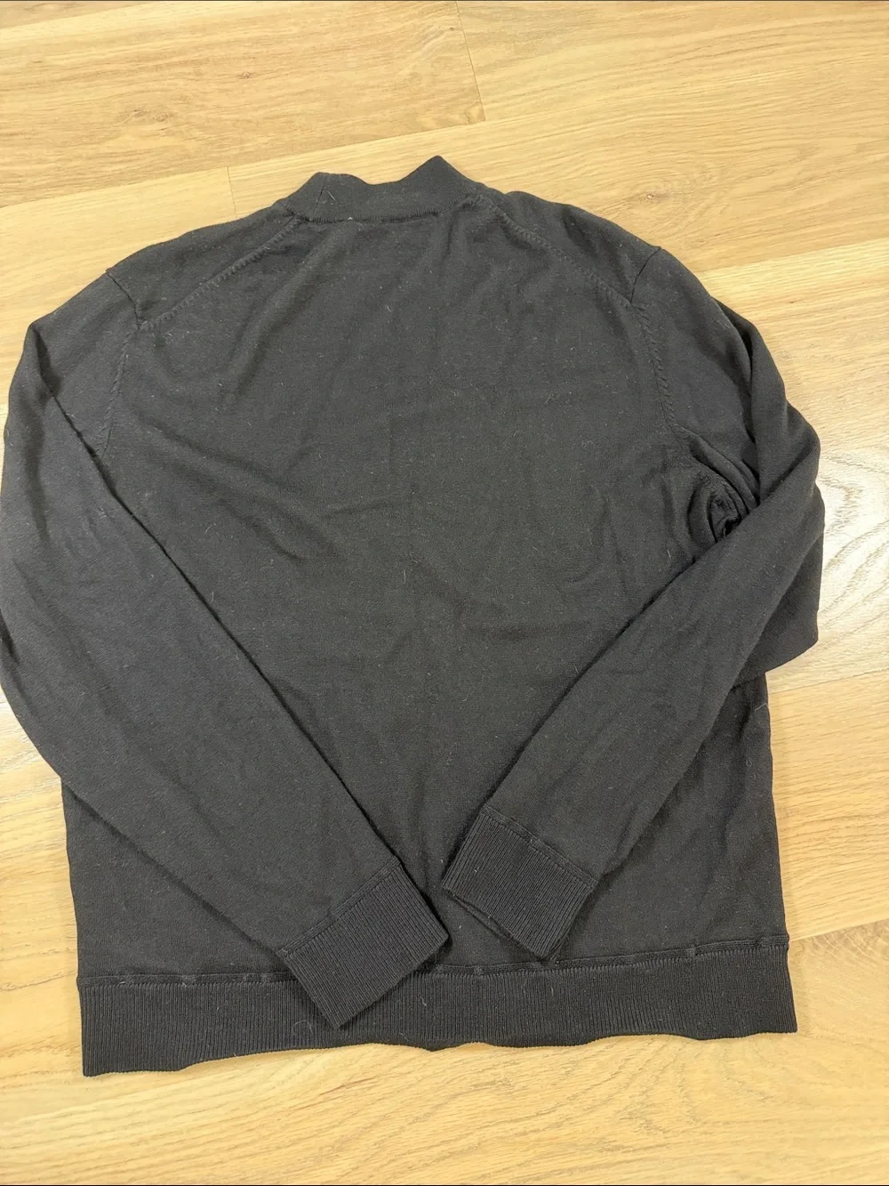 Luxury Merino Wool Silk Cashmere Blend Mock Neck Sweater Black XL